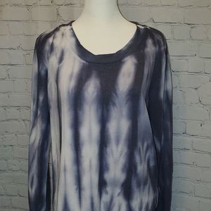 Te Verde Long Sleeve Women's Top, Small, Tie Dye,  Grey and White